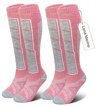 Vebroert Calcetines de Esquí Lana Merino - 2 Pares Hombre Mujer Calcetines Térmicos Invierno Frío Extremo Montaña Regalo Navidad EU 39-46