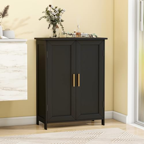 Edospaen Bathroom Storage Floor Cabinet Freestanding Organizer with Adjustable Shelves for Bathroom Laundry Room,2 Doors