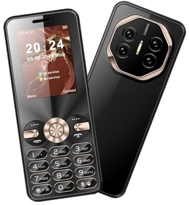 YUEHISY Lålig Mobiltelefon för Seniorer, 2G Stora Knappar Smal Mobiltelefon med 2,4 Tum Display, Dubbel Sim, Ficklampa, Stor Högtalare, 1800mAh Batteri (Svart)