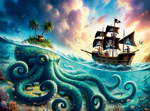 Ravensburger Kinderpuzzle 12004263 - Der Schatz des Kraken - Piraten-Puzzle mit 100 Teilen, für Kinder ab 6 Jahren