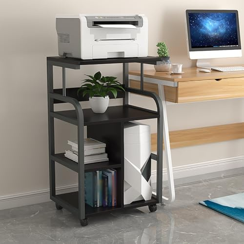 Multi-Colored 3-Tier Printer Stand with Wheels, Mobile Printer Cart & PC for Home Office nization and Space-Saving Solutions