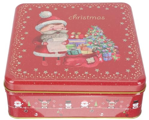 CIYODO Weihnachtsgeschenkbox Weißblech Keksdose Bonbondose Blech Aufbewahrungsbehälter Festliche Süßigkeiten Verpackung Geschenkverpackung für Winterfeiern