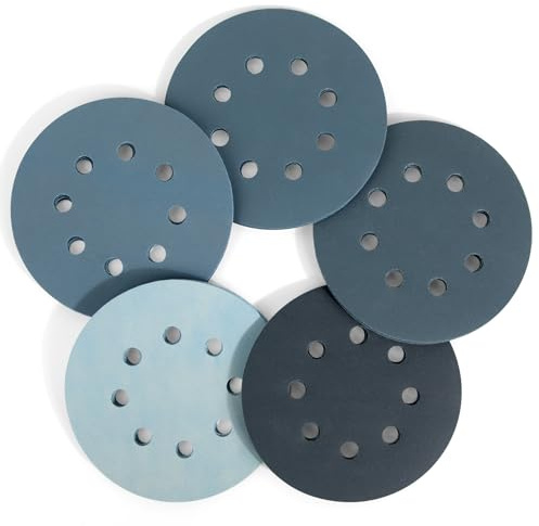 Xrkuu 25 Pack 125mm Sanding Discs 5 Inch Wet Dry Sandpaper 1000-5000 Grit | 8-Hole Silicon Carbide Hook and Loop Discs for Orbital Sander Metal and Auto Polishing