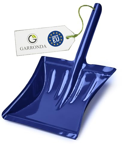 Garronda Kehrschaufel Metall mit kurzem Metallgriff robuste Haushaltsgeräte Kehrichtschaufel Kehrblech zum Reinigen und Kehren von Haus, Garten, und Garage GD-0167 (Blau)