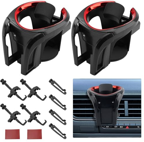 2Stück Getränkehalter Auto,2 in 1 Becherhalter Auto Handyhalterung | Dosenhalter Flaschenhalter Getränke Halter Auto,Verstellbare Auto Lüftungshalterung für alle Phone
