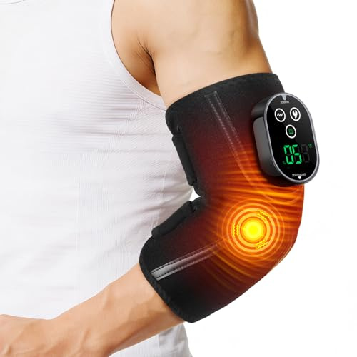 Trådlös Armbågsvärmekudde Med Vibrationsmassage, Värmande Armbågsstöd Med Touchscreen, 5 Värmeområden, 3 Vibrationslägen, 3 Tidsinställningar, 3000mAh Batteri, Passar Vänster eller Höger Armbåge