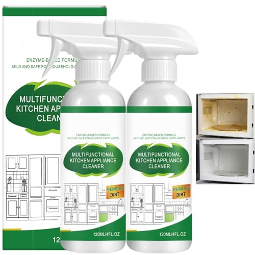 2pcs Electrolysed Ion Kitchen Cleaner Spray,Multi-Purpose Cleanse Spray for Oven,Stove&Cooker Hood Filter,Kitchen Appliance Cleaner,Quick Cleaning&Polish to Remove Heavy Oil&Yellowing,White Vinegar