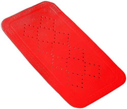 Spirella Alaska PVC-Schaumstoff-Badematte – rutschfeste Badematte mit Saugnäpfen und Abflusslöchern, schimmelresistent – ​​Rot – 71 x 36 cm
