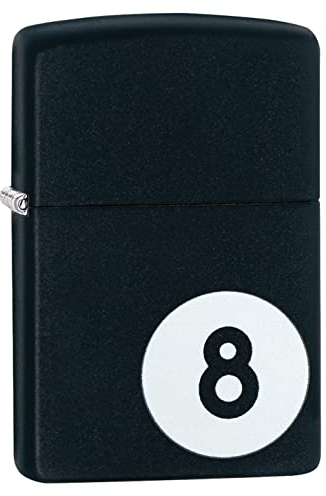 Zippo Windproof Lighter - 8-Ball Pool - Black Matte - Colour Image - Refillable - Reusable - Windproof Design - Gift Box - Metal - Made in USA