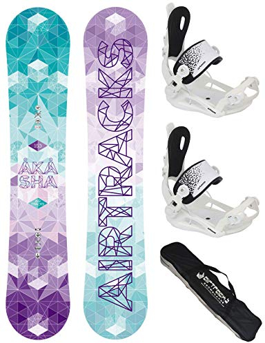 Airtracks Damen Snowboard-Set Akasha Lady Snowboard Freestyle Freeride 153 - Softbindung Master FASTEC W M - SB Bag