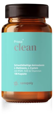 Sanopoly Priosa® clean 100 Kapseln I Aminosäuren-Komplex | mit Schwefel, Vitamin B12, B6, Folsäure, Pantothensäure & Selen I L-Methionin, L-Cystein, MSM I Vegan