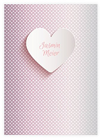Kartenkaufrausch 4 personalisierte, romantische DIN A4 Schulhefte, Rechenhefte mit Herzen, rosa Lineatur 26 (Kariertes Heft)