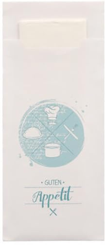 PAPSTAR Bestecktaschen 20 cm x 8,5 cm Weiss Guten Appetit inkl. weißer Serviette 33 x 33 cm 2-lag. 87232 Serviettentaschen Besteckservietten, 520 Stück