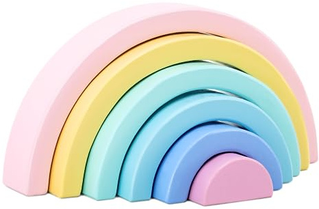 Beeloom - Naturholz Regenbogen, Imagine Rainbow, fantasievolles Spiel Kinderarchitektur, Pastellblöcke Kinder Lernspielzeug Baby Waldorf, Mehrfarbig