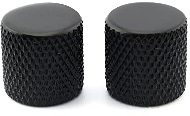 Musiclily Pro Inch Stahl Gitarre Knöpfe Potiknöpfe Push-on T-Style Dome Knobs Flache Oberfläche für USA Tele E-Gitarre oder Precision Bass, Schwarz (2 Stück)