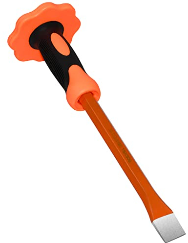 ZUZUAN Burin plat robuste de 30,5 cm avec protection des mains, tête plate, démolition/maçonnerie/sculpture/béton avec protection de main bi-matière