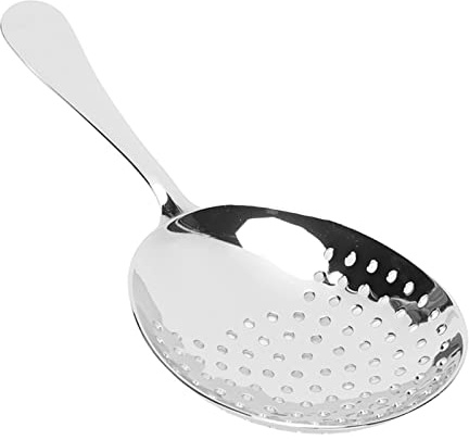 Passoire Julep, Passoire à Cocktail en Acier Inoxydable avec Cuillère Fendue pour Filtration Rapide, Accessoire Bar et Cuisine Multifonction
