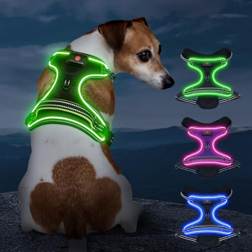 Hundegeschirr Leuchtend Wiederaufladbares Leuchtgeschirr für Hunde Led Beleuchtetes Hundegeschirr für Klein Mittelgroße Große Hunde Leucht Geschirr