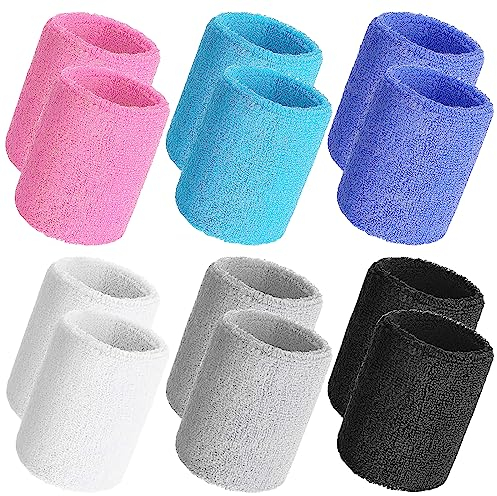 Zeuwets 12 Stück Schweißbänder Schweißband Set, Saugfähige Handgelenk, Absorbierende Schweissband, Sport Armband für Herren Damen, Weiche Verdickte Baumwolle, Wristband für Basketball Fußball Tennis