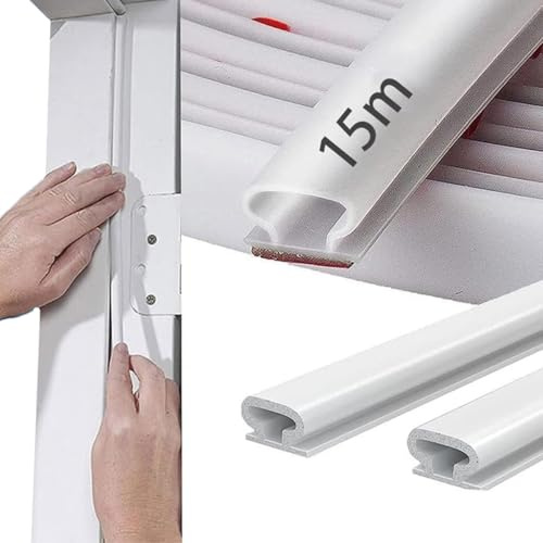 Joint Porte Fenetre Isolation Froid et Phonique,Type D Caoutchouc Joint de Porte, TPE Autocollante en porte Bande D'étanchéité, pour isolation phonique porte, Joint Etancheite Entree (Blanc, 15m)