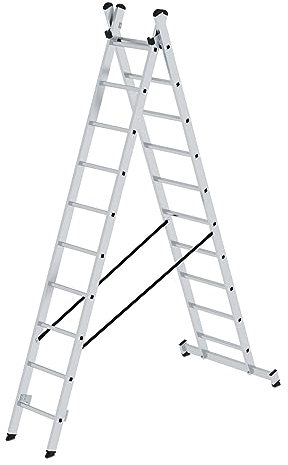 PROREGAL Sprossen-Mehrzweckleiter 2-teilig mit nivello®-Traverse | 2x10 Sprossen | Leiter, Teleskopleiter, Trittleiter, Bockleiter, Sprossen-Doppelleiter