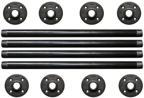 Suyak Industrial Metal Pipe Table Legs - Heavy Duty Flanges for Custom Vintage Furniture and Shelf, Dining and Coffee Bench (30 cm, Black)