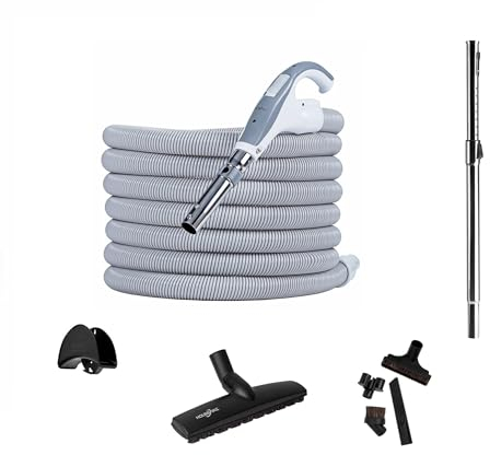 HouseVac Set di pulizia per aspirapolvere centrale, 12 m, con interruttore on/off