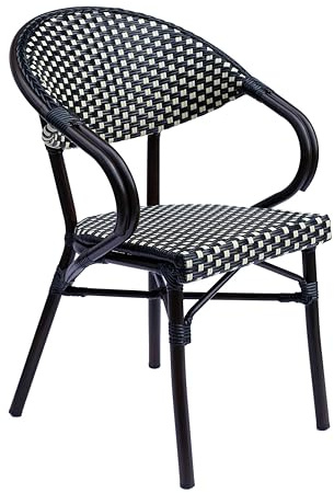 Oviala Fauteuil de terrasse bistrot Parisien en Aluminium Noir