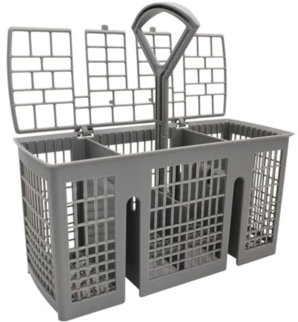 Panier à couverts, pour lave-vaisselle Siemens Bosch, 220 x 115 x 90 mm, gris, poignée ronde amovible, compartiment à couverts pour de nombreux lave-vaisselle