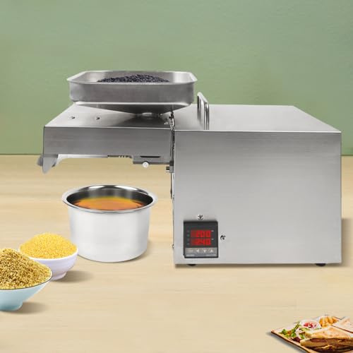 Edelstahl ÖLpresse Walnuss ÖLmüHle ErdnussöL Extraktion Maschine Automatische ÖL Nuts Seeds Automatisch Elektrische Temperaturkontroll HeißEr Kalter Extraktionsmaschine Extractor Kommerziell (1500W)