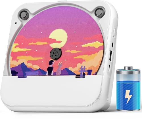 ZYOKATA Portable CD Player for Home,Rechargeable 2000 mAh CD Player with Bluetooth,Desktop CD Player with Built-in HiFi Speakers,Remote Control,LED Screen,Support AUX USB FM Radio Headphone Jack
