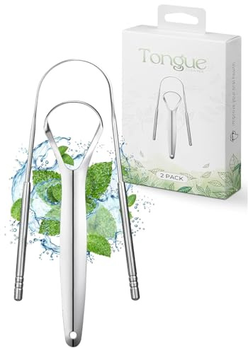 Roe Tenpo Tongue Scraper, 1 U & 1 Y-Shaped - Tongue Cleaner Stainless Steel, Optimal Oral Hygiene - Fresh Breath & Healthy Mouth Tongue Scrapers for Adults & Kids