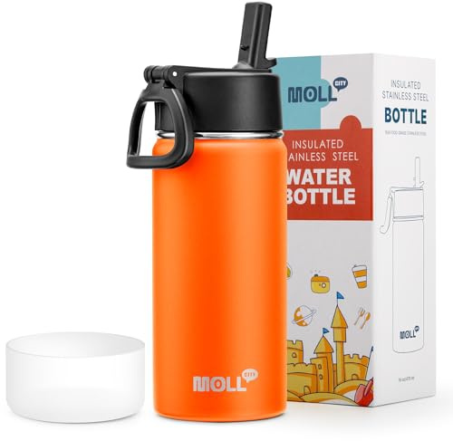 Mollcity 16 oz Water Bottle for Kids with Straw