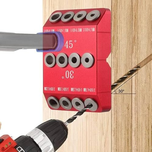 Kopinma Drill Guide, 30/45/90° Angle Drill Guide Jig for Angled and Straight Hole, Cable Railing Lag Screw Drilling Template Block for Horizontal Cable Wood Post,Stair Wire Handrail