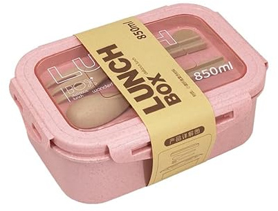 MerwDeeyt Pink Bento Lunch Box 850ml with Cutlery Set | Lunch Box Adults, Leak-Proof Lunchbox, Snack Boxes, for Adult, Lunch Box with Compartments, for Office, Picnic, Travelling
