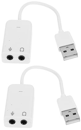 Externe Soundkarte USB 7.1 für Computer, Weiß, Kunststoff | 2 Stück, Plug And Play ohne Treiber, Mikrofoneingang, Störungsarme Verbindung