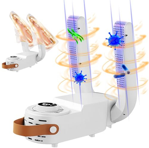 BORDEAG Asciuga Scarpe Elettrico, Asciuga Scarpe da Calcio, Asciugascarpe con Timer Intelligente Design Pieghevole, Asciugatura Rapida per Scarpe da Calcio, Guantoni da Boxe, Scarponi da Sci