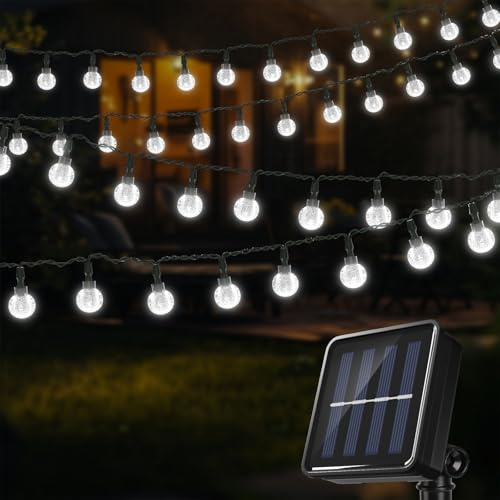 1pc 100/60/40/20LED Solar String Lights Outdoor Waterproof, Crystal Globe Lights with 8 Modes, Solar Powered Patio Lights for Garden Yard Porch Wedding Party Decor (Warm White/Multi-Coloured/White)