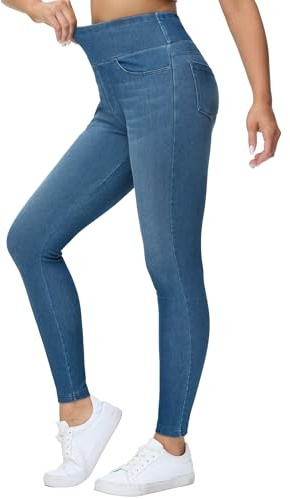 THE GYM PEOPLE Jeggings Damen Stretch High Waist Yogahose Bauchkontrolle Skinny Jeans Leggings mit Taschen