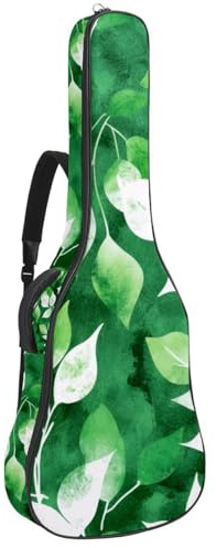 Gitarrentasche, gepolstert, für Akustikgitarre, Rucksack mit verstellbaren Schultergurttaschen, Aquarellgrün, Mehrfarbig 04, 42.9x16.9x4.7 in, Lässiger Tagesrucksack