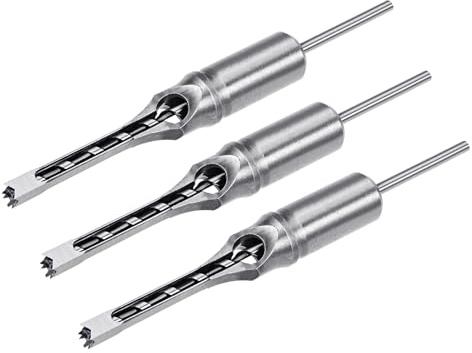 QUARKZMAN 3pcs Mèche À Trou Carré 5/16(8mm) Mortaiseuse Creuse | Pour Travail Du Bois Menuiserie, Acier Haut Carbone, Machine À Mortaise Tenon