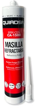 Masilla refractaria negra de alta temperatura (cartucho de 300 ml) Resistente hasta 1500 °C – Reparación y sellado de estufas, chimeneas hornos, calderas, barbacoas, etc