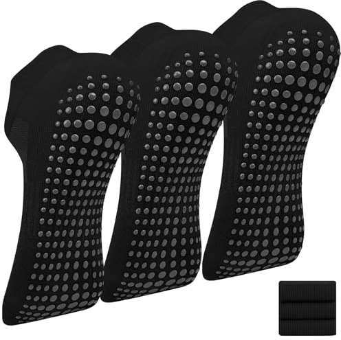 Oumida 3 Paar Yoga Socken Anti Rutsch Socken Damen, Rutschfeste Stoppersocken für Pilates Barre Ballett Tanz Trampolin Krankenhaus, Reha, Heim Sox EU 36-41
