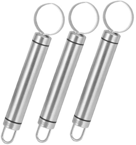 OUNONA 3 Piezas descorazonador deshuesador de ciruelas removedor de Huesos de durazno Herramienta para Quitar el corazón de la Fruta Acero Inoxidable 304 Silver