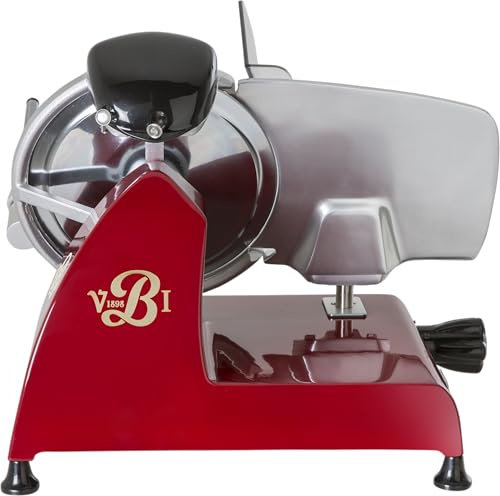 VBI Red Line 250 Electric Food Slicer | 10 Blade | Perfect Cuts & Reduced Waste | Built-In Sharpener | Premium Kitchen Appliance | Italian Heritage Since 1898 (Red)