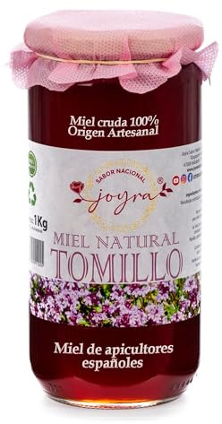 Miel Cruda de Tomillo 1 Kg, 100% Pura de Abeja, Natural sin Pasteurizar | Origen español, sabor herbal y balsámico; sin aditivos, conserva polen, enzimas y antioxidantes