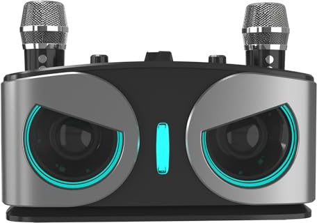 Generic Conjunto de Máquinas de Karaoke, Sistemas Portátil de Altavoces de Doble Altavoz BT 2 con Luz RGB para Fiesta en Casa, Al Aire Libre (Grey)