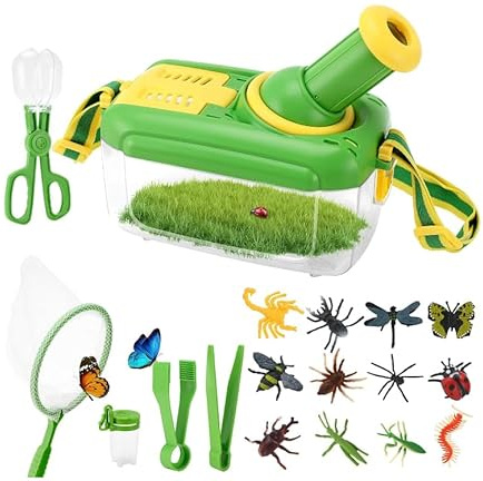 Tidora Insekten Sammelbox mit Lupe, Beobachtungsbox für Kinder ab 4, Natur-Forscher Set zur Insektenbeobachtung & Käfersammlung, Lernspielzeug für Garten & Ausflüge