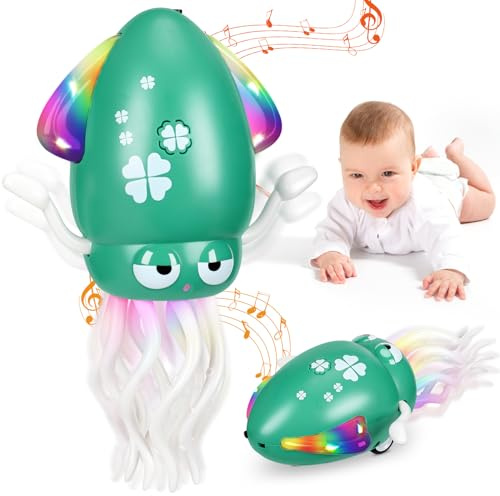 Dancing Octopus Toy, Axrye divertente pulpo elettrico danzante giocattolo con LED e musica Creativo pazzo 8 gambe azione polpo strisciante per sollievo dello stress e bambini ragazzi e ragazze (Verde)