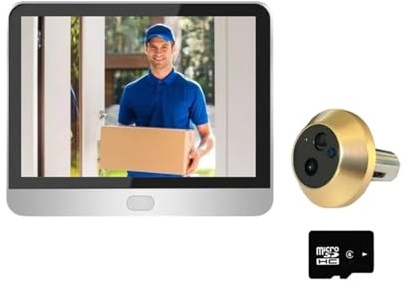 VEKELETE Telecamera di Sicurezza for Porta Esterna Tuya Smart da 3 MP con spioncino, Visione Notturna, Wi-Fi 2.4G, con Schermo LCD(3MP Alexa 128G)